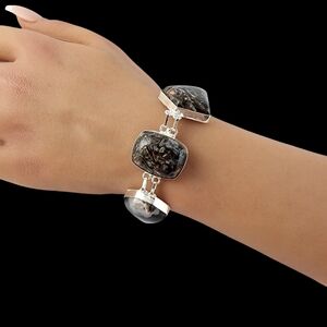 Agate gemstone bracelet chunky statement bracelet silver J18